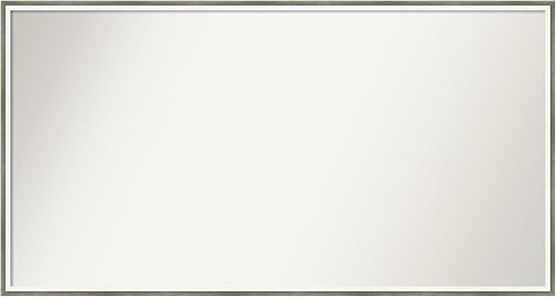 Amanti Art Silver Bathroom Mirror for Over Sink, 24x45 Custom Made Lucie Silver White Rectangle Vanity Mirror, Oversize Modern Wood Frame, Hangs