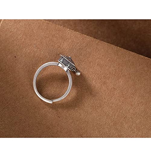 Bague mantra bouddhiste en argent S925 rétro et ajustable - 6