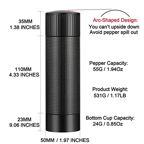 Premium Pepper Grinder Heavy Duty Aluminum Made Manual Pepper Mill With More Pepper Output Less Cranking Pepper Mills Set #TOP1