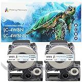 2x Compatibile AS12KW Nero su Bianco (12mm x 8m) Cassetta Nastro per Epson LabelWorks LW-300, LW-400, LW-500, LM-700, LW-900P, OK200, OK300, OK500P, OK720, OK900P, KingJim TepraPro Etichettatrici