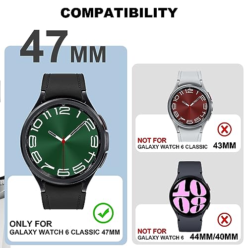 BAIHUIAM Bezel Cover Compatible with Samsung Galaxy Watch 6 Classic Case 47mm, Stainless Steel Bezel Ring Adhesive Cover Anti Scratch Protector Accessory - Silver by BAIHUIAM - Image 4