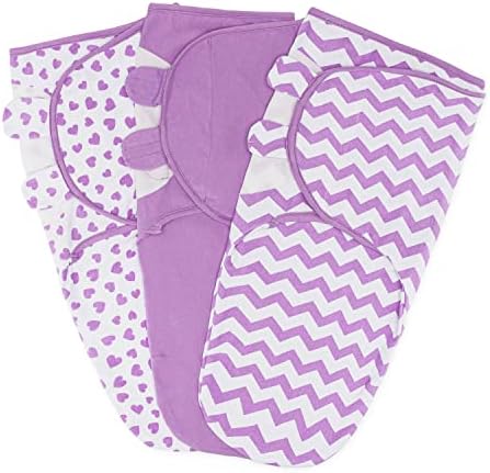Comfy Cubs Baby Blanket, Swaddle Blanket 0-3 months, Newborn Essentials, Infant Sleep Sack Wrap, 100% Breathable Cotton, Baby Boy Girl, Adjustable 3 Pack (Pink, Small-Medium)