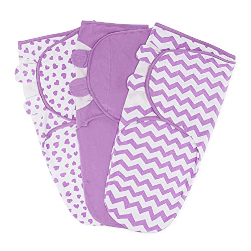 Image of Comfy Cubs Swaddle Blanket Baby Girl Boy Easy Adjustable 3 Pack Infant Sleep Sack Wrap Newborn Babies (Small 0-3 Months, Purple)