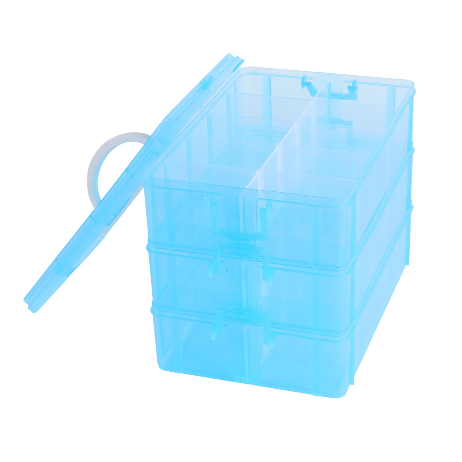 Set di 2 Scatole di Assortimento a 3 Ripiani, 30 Scomparti, Trasparenti