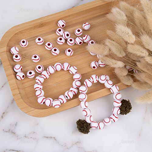 Auear, 100 Pack Baseball Beads 12Mm Sport Beads For Jewelry Making Necklace Bracelet Craft Decoration Accessories #TOP6