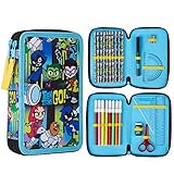 Teen Titans Federtasche Kinder, Federmäppchen für Jungen und Teens, Pencil Case mit Stifte, Etui Schule Jungen, Geschenke für Kinder