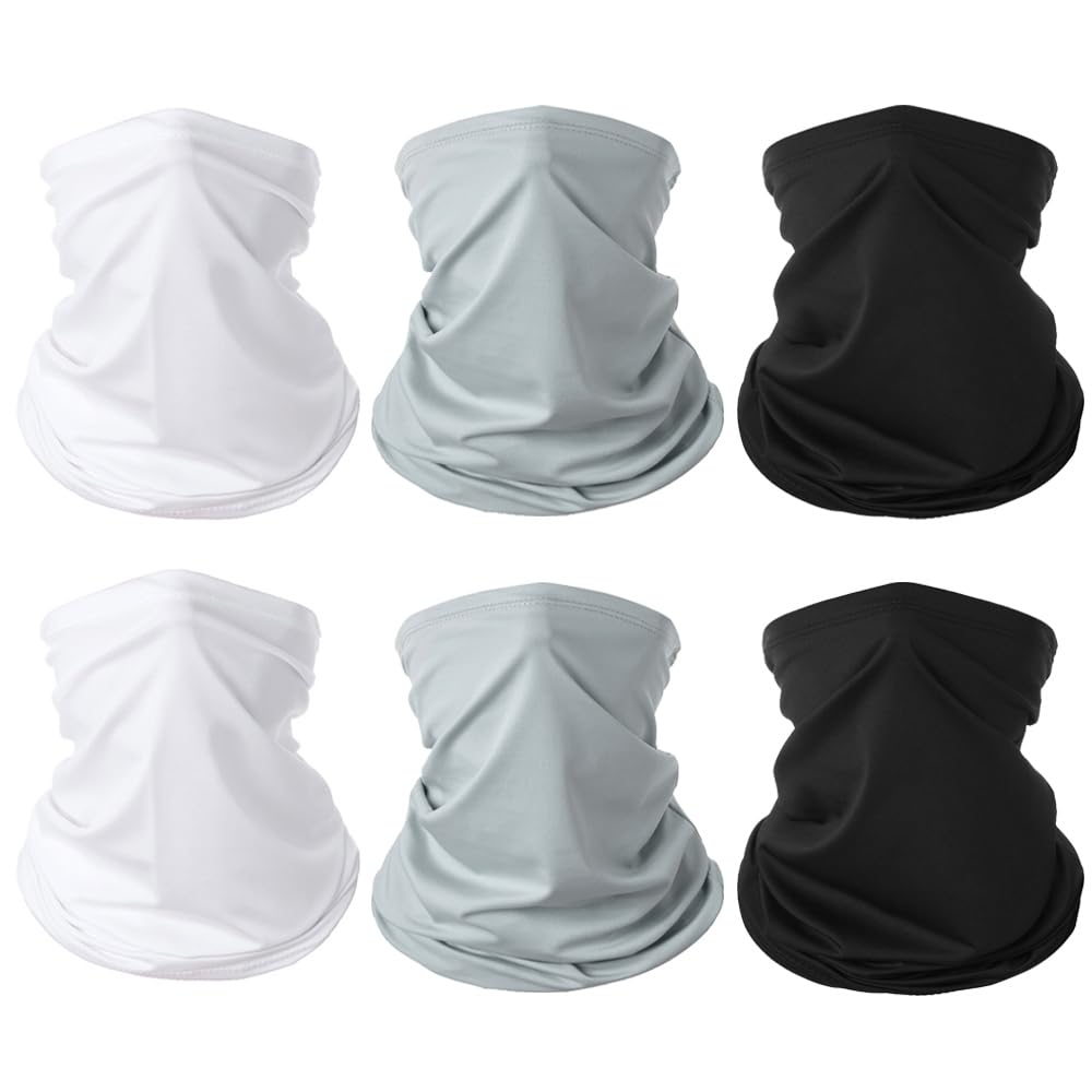 6 Pieces Summer Face Cover Scarf Mens Neck Gaiter For Men Women UV Protection Face Breathable Sun Protection Cycling Running