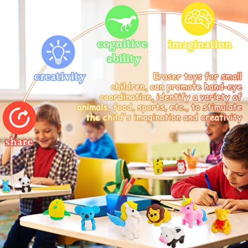 Urskytous 60PC ANIMAL ERASER 60Pcs Animal Erasers Desk Pets For Kids Pencil Bulk Puzzle Erasers Toys Gifts For Classroom Prizes,Game Reward,Treasure Box,Easter Egg Fillers,Goodie Bag Stuffers,Party Favors thumb #7