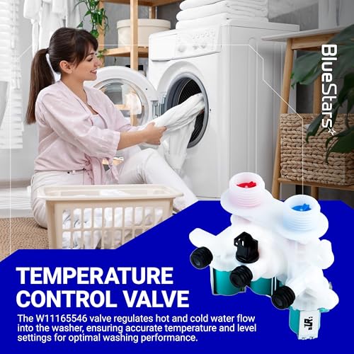 Image of Water Inlet Valve For Whirlpool Kenmore Maytag Washers MVWB835DW0 MVWB765FW1 MVWB835DW1 MVWB765FW2 WTW7500GW2 MVWB765FW3 MVWB865GC0 MVWB765FW0 MVWB835DW3 MVWB766FW1 WTW8500DC0 WTW8500DC5 WTW7500GW0