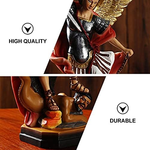 WINOMO Archangel Statue Resin Archangel St. Michael Tramples Demon Religious Sculptures Defeating Lucifer Collectible Angel Figurine for Gifts Home Office Decor