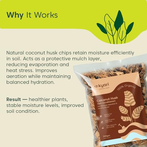 Image of KYARI Coconut Husk Chips 500g | Coco Husk for Orchids, Anthuriums & Tropical Plants | Improves Aeration & Moisture Retention | Organic Growing Medium