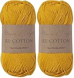 Utopia Crafts Re Cotton Knitting Yarn, 100g (Yellow Orange) (Lot de 2)