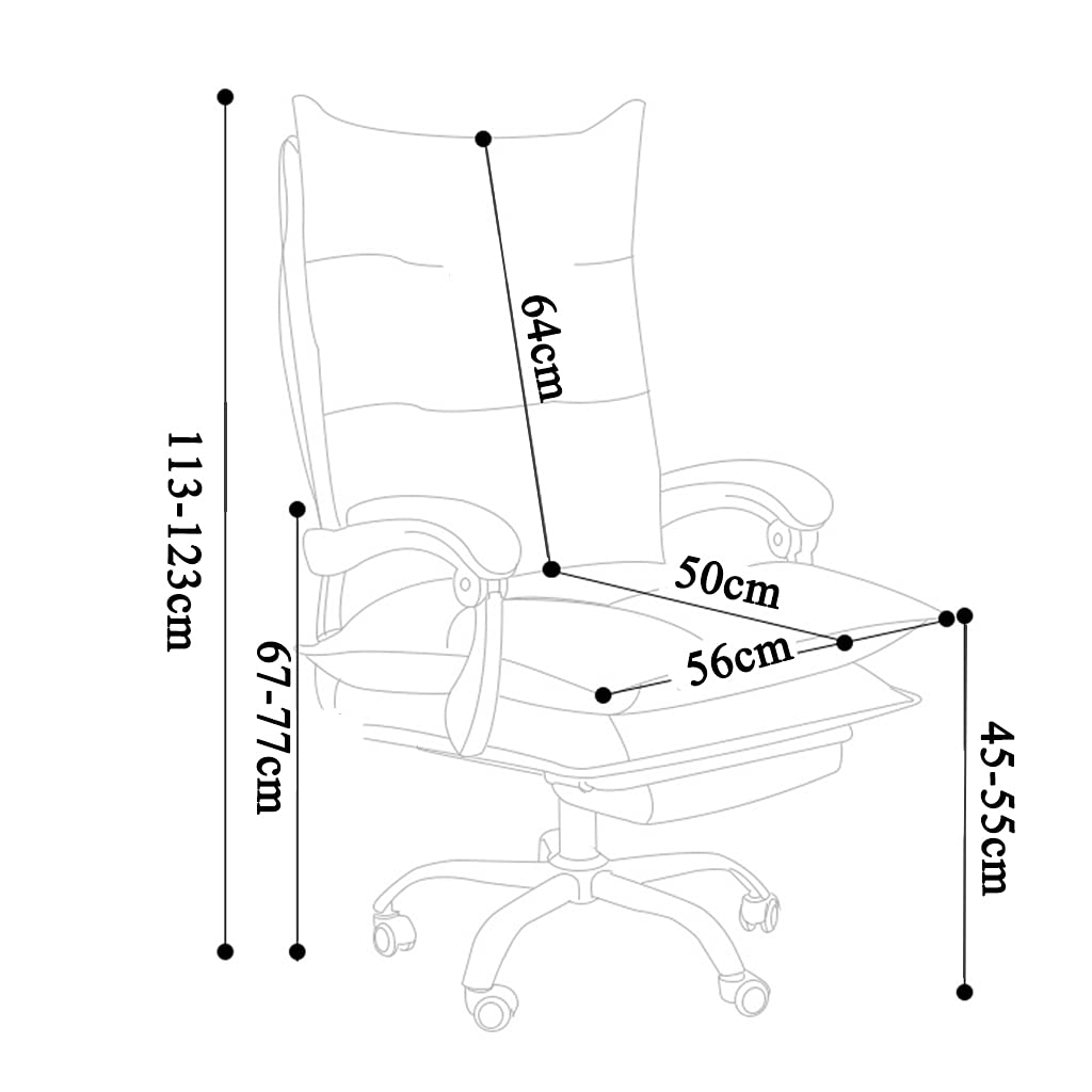 Ergonomiczne krzesło biurowe z wysokim oparciem ze skóry PU, z podnóżkiem, regulowana wysokość, wytrzymałe, obrotowe krzesło do biurka komputerowego, szare