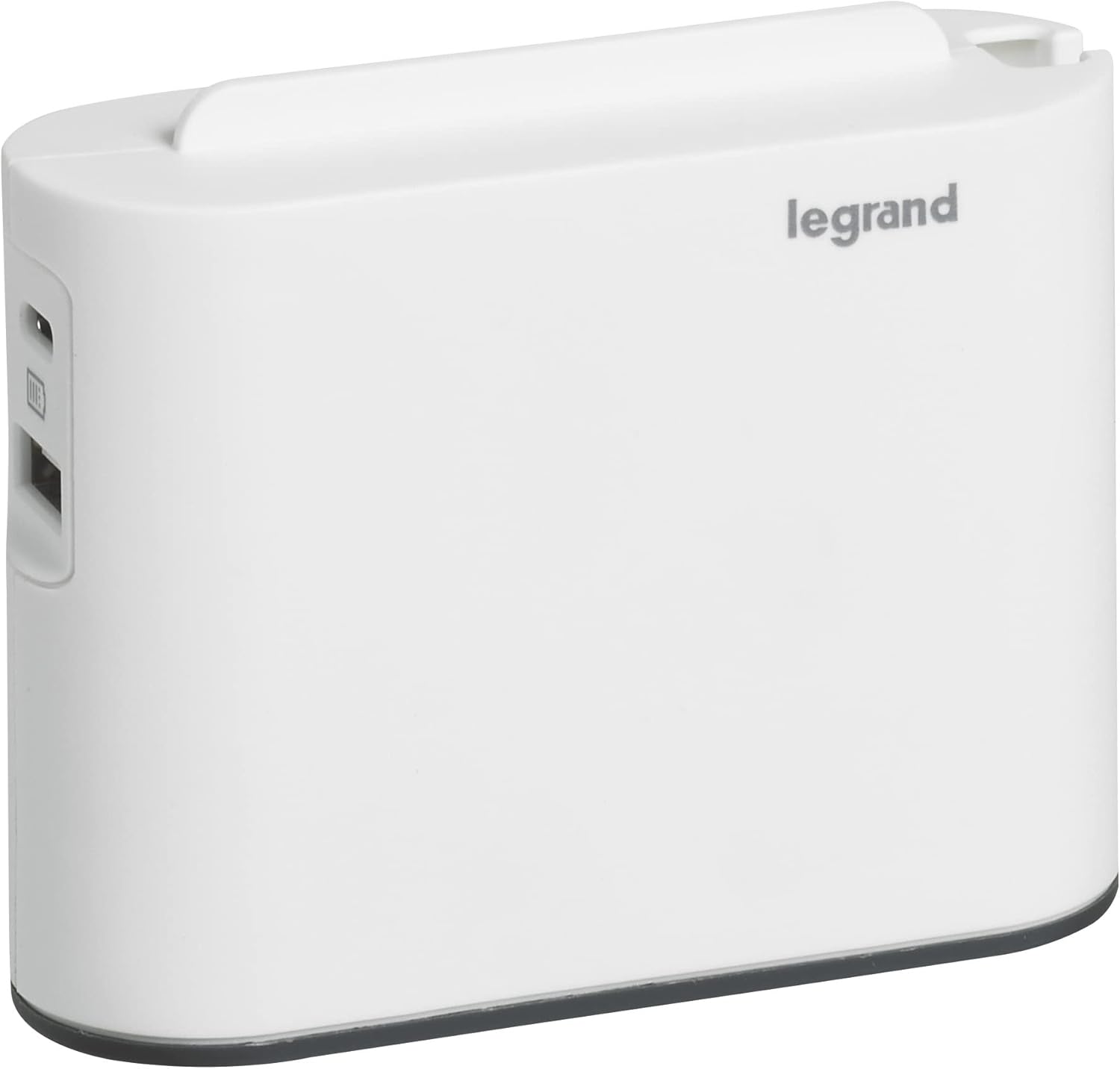 Legrand - Extra flat power strip with 2 x earthless side ports and USB Type-A + Type-C - white and dark gray