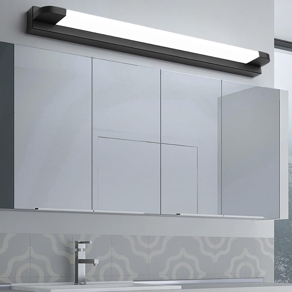 Lampada Specchio Moderna Lunga, Applique Bagno LED Luce per Specchio Orizzontale per Trucco e Rasatura(Black(3000K),46cm/18.11in)