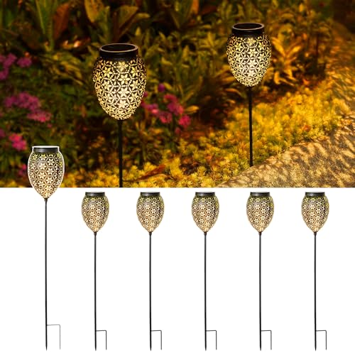Lampe solaire de jardin vintage en métal : le coffret de 6 pour illuminer Noël