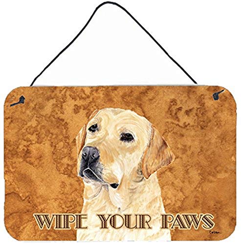 Caroline's Treasures SC9133DS812 Labrador Wipe Your Paws Wall or Door Hanging Prints Aluminum Metal Sign Kitchen Wall Bar Bathroom Plaque Home Decor, 8x12, Multicolor
