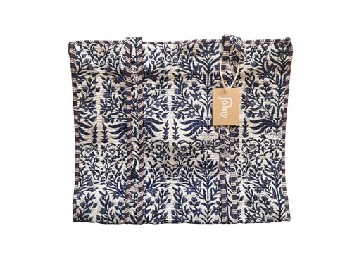 Imagen de Jomy Bolso Tote Bag Estampado Bolsa de Hombro tejido acolchado 100% Algodón Dos asas de hombro cierre con cremallera Bolsa de compras