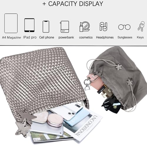 Image of Woven Tote Bag for Women, Shoulder Handbags, Beach Hobo, Handwoven Satchel Underarm Bag, Top-Handle Bag With Purses