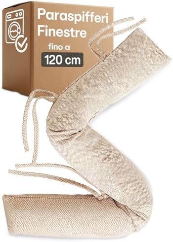 Paraspifferi Imbottito Per Porte E Finestre - Tuuli He, 100x8x8 Cm, Isolante Dal Freddo, Marrone - Foto 4