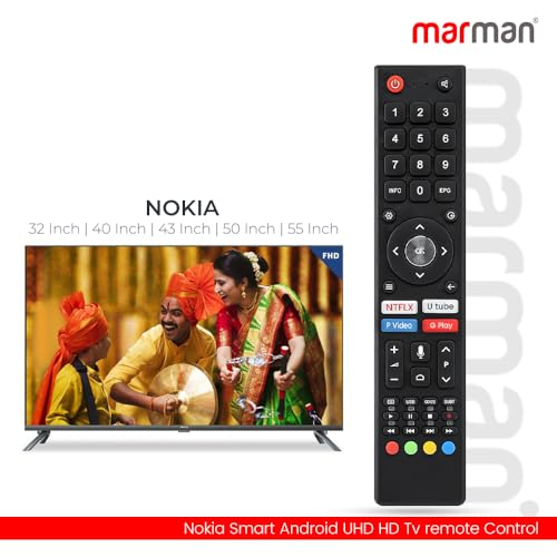Image of marman Compatible with Nokia Smart Tv Remote Control Original Model 32HDADNVVEE 43FHDADNVVEE 50UHDADNVVGE 55UHDADNVVGE Suitable for 4K FHD UHD Television with Bluetooth Voice Command - Pairing Must!