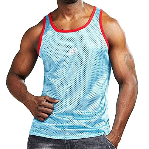 AIMPACT Men Athletic Workout Tank Top Mesh Casual Sleeveless Shirts3