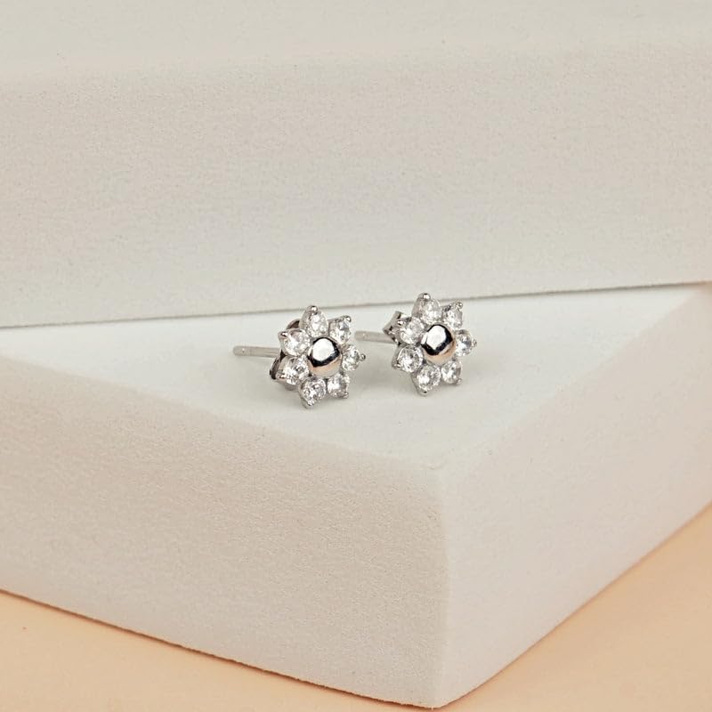 Image of Pure Silver Stud Earrings | Rhodium Plated | 6 Months Warranty