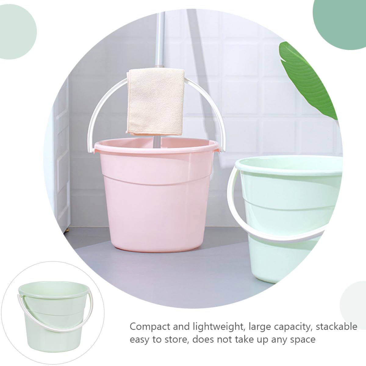 Healeved Secchio Robusto 12,2l Plastica Auto in e Lavaggio per con Pp Rotonda Manico Capacità Ampia Forma per Pulizie Domestiche e Giardinaggio