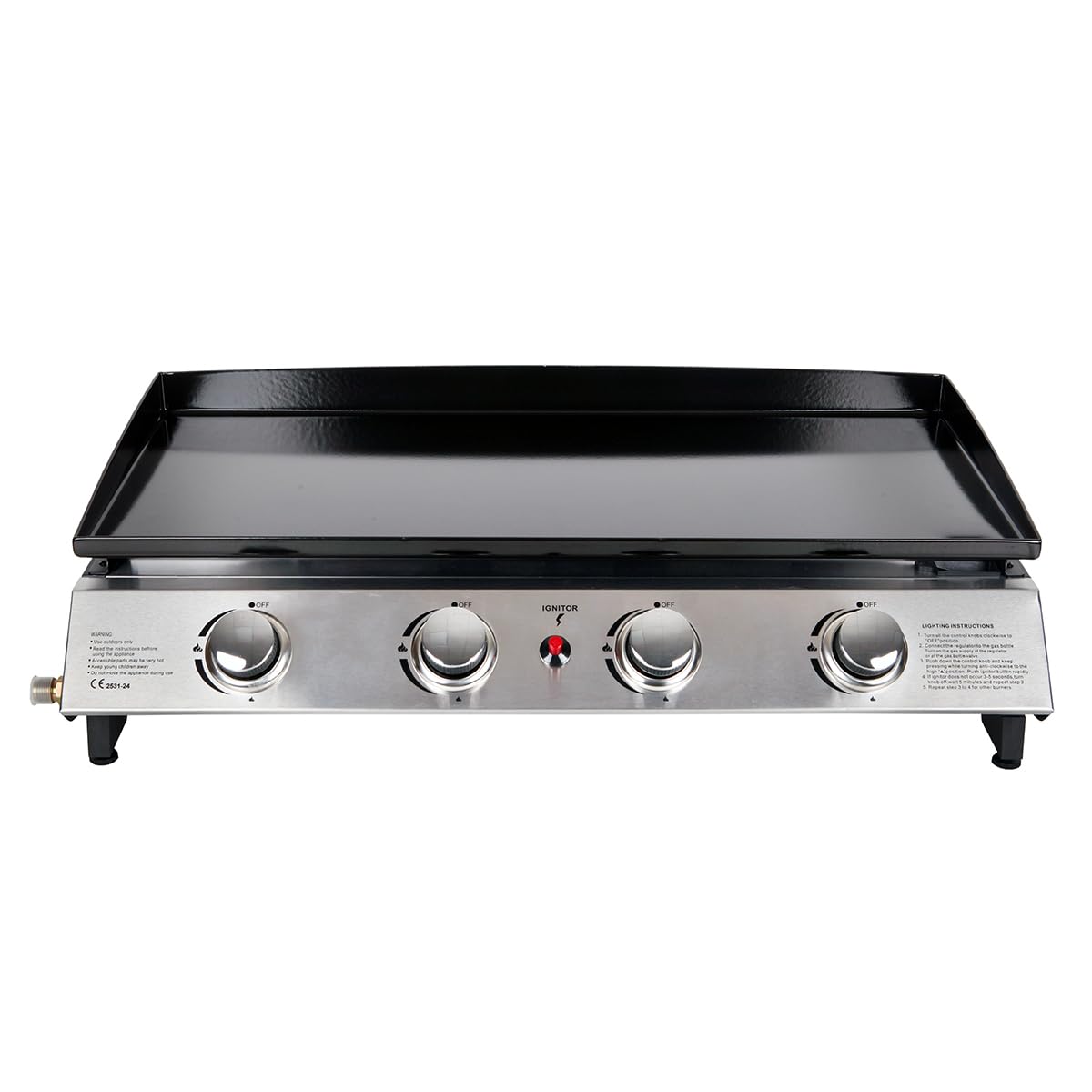 BENEFFITO Cooker - Plancha a Gas II - Acero Laminado en frío esmaltado - Quemadores de Acero Inoxidable - Cocción homogénea y Sabrosa - 4 Quemadores 10 KW