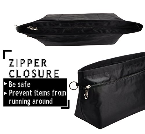 Vercord Purse Organizer Insert Bag Tote Handbags Pocketbook Inserts Organizers Zipper 11 Pockets Black Large #TOP5