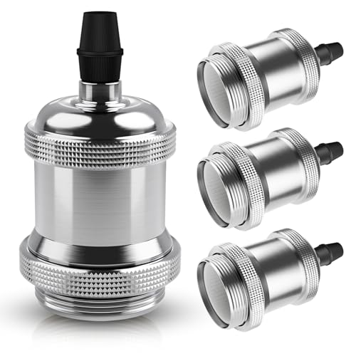 Image of DiCUNO E27 Vintage Solid Bulb Socket, Chrome Colour, 4 Packs