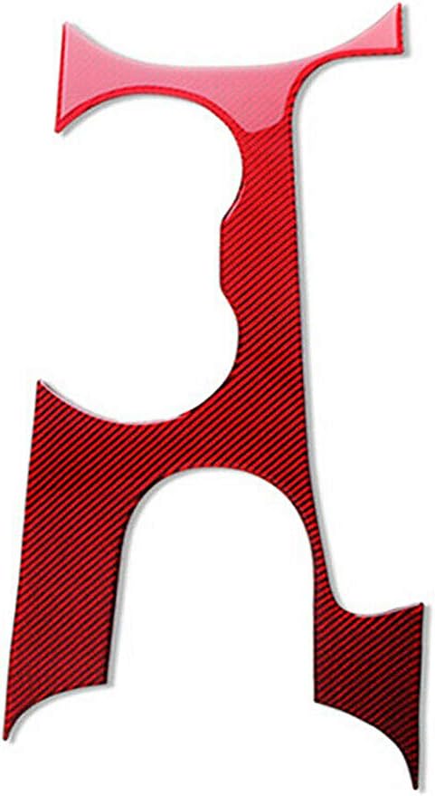SIKUAI Gear Shift Shifter Panel Cover Trim Interior Decoration for Mustang 2015 2016 2017 2018 2019, Carbon Fiber Red