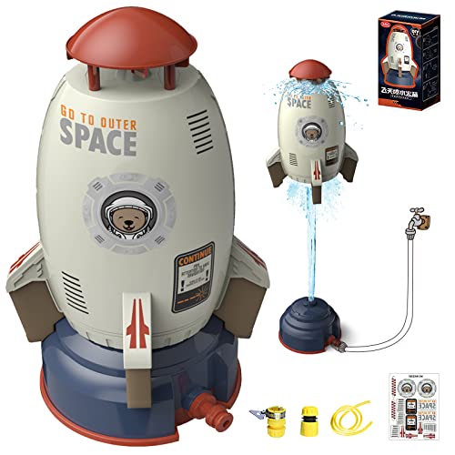 Mostop Outdoor Sprinkler For Kids, Summer Rocket Water Toy Outdoor Sprinklers For Yard Lawns Backyard, 360°Rotating Rocket Launcher Water Spraying Toy Gift For 3 4 5 6 7 8 Year Old Boys Girls #TOP26
