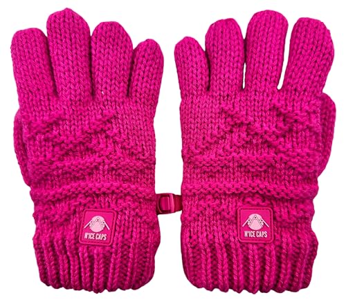 N'Ice Caps Little Kids Winter Gloves Cable Knit Warm Sherpa Lining Girls