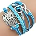Meily♥TM Infinity Owl Pearl Friendship Multilayer Charm Leather Bracelets