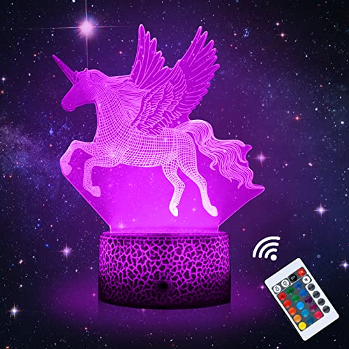 Yuragim Einhorn Nachtlicht Mädchen, 3D Illusion Einhörn Lampe 16 Farben...