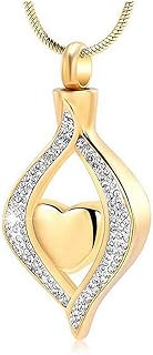 SIYUU Eye Cremation Jewelry for Ashes Pendant Crystal Teardrop Heart Cremation Urn Necklace Memorial Keepsake Jewelry for Women Gift