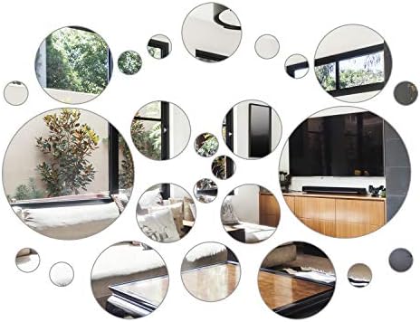 Aneco Flexible Mirror Wall Stickers Set Removable Acrylic Mirror Circle Self Adhesive Mirror Decal for Home Decor