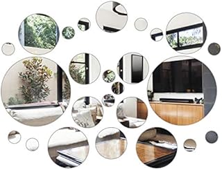 Aneco Flexible Mirror Wall Stickers Set Removable Acrylic Mirror Circle Self Adhesive Mirror Decal for Home Decor