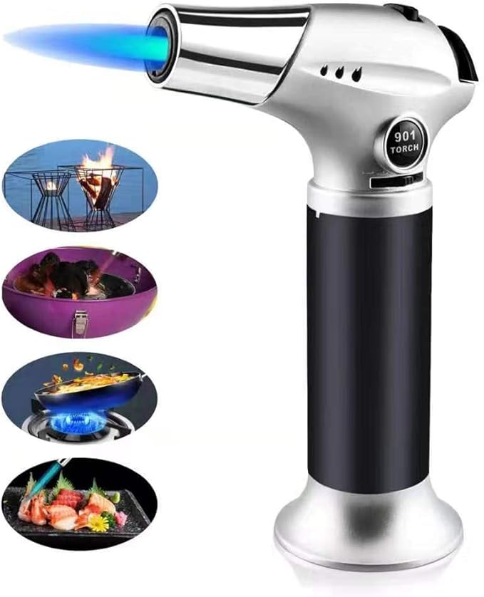 Torche Culinaire Butane Chalumeau De Cuisine Sondiko - Double Flamme Réglable Jusqu'à 1300°C Soudage Cuisine 1300°C