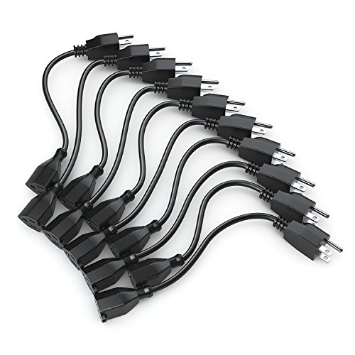 3 Ft Power Extension Cord 18AWG 13A 125V 1625W NEMA 5-15P to 5-15R Cable Extender Strip Liberator Charger Outlet Saver Extra Short 3FT