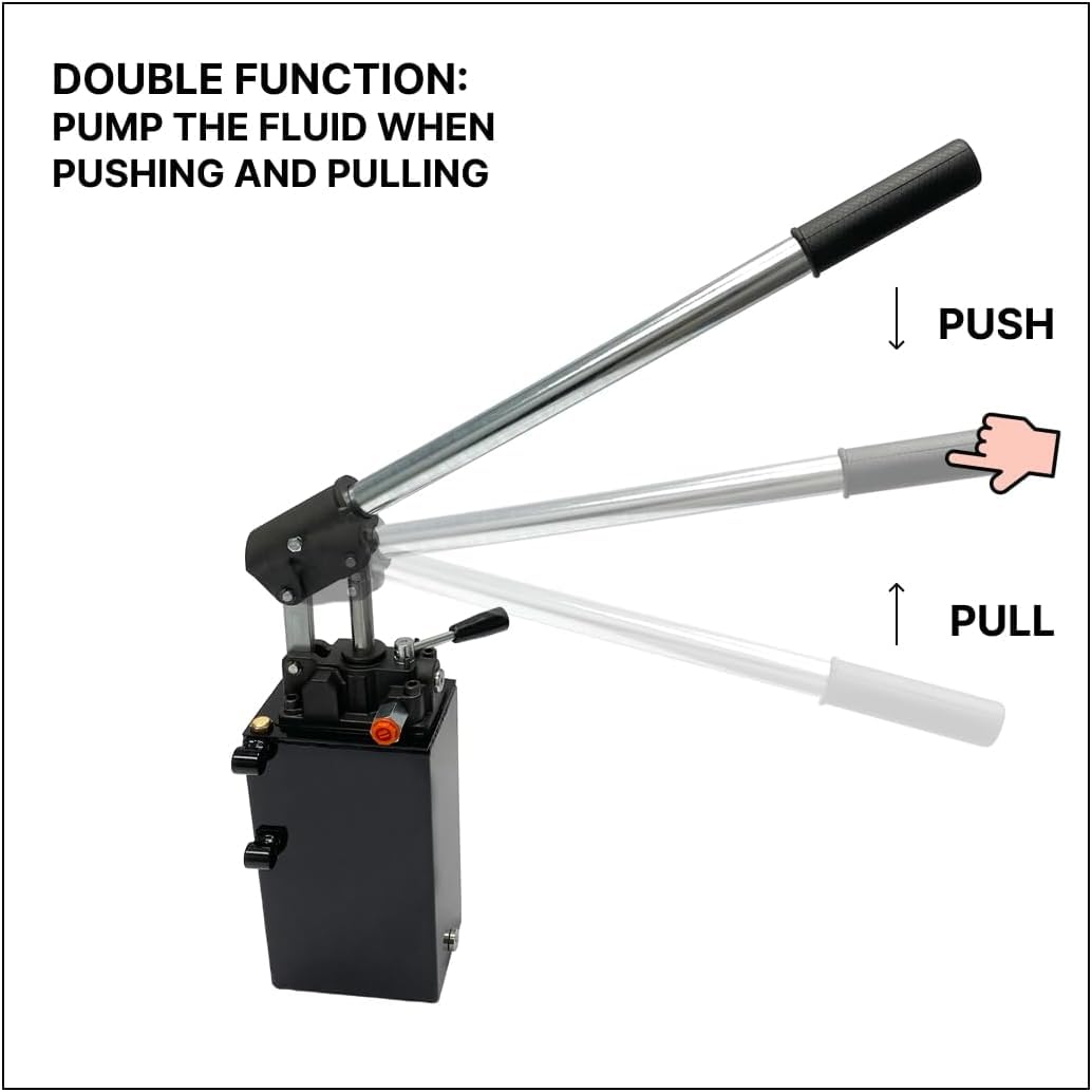 Pompes à main hydrauliques à double action 12-25 - 45 cm³, réservoir d'huile 1-3-5 litres (D.W. 25 cc 1 L) - Spare Parts Holland