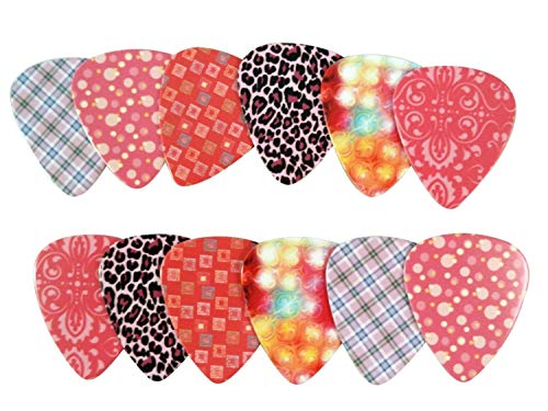 Guitar Picks for Girls - Medium Celluloid Assorted Variety 12-Pack Collection - Pretty Unique Designs Cool Pink Leopard - Best Gifts for Princess, Kids, Teens, Women, Ladies, Female Guitar Players - Thumbnail 6