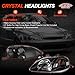 Headlight Assembly Compatible with 1999-2000 Honda Civic Black Headlights Headlamps Head Light LH RH Complete Assembly Set Pair Compatible/Replacement For Civic EK EX EL HO2502113 HO2503113