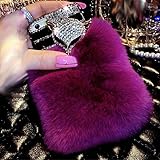 Aikeduo For IPhone 6Plus 6S Plus 5.5 inch case Bling Crystal Fluffy Cover [Genuine Rex Rabbit Fur Case] Winter Wammer Handmade Soft Crystal Case Caselo Shell Creative Display (purple)