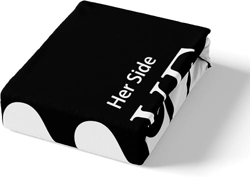Miniatura 4 de Juego de funda de edredón para parejas, juego de ropa de cama romántica con texto en inglés "His Side Her Side", funda de edredón romántica para