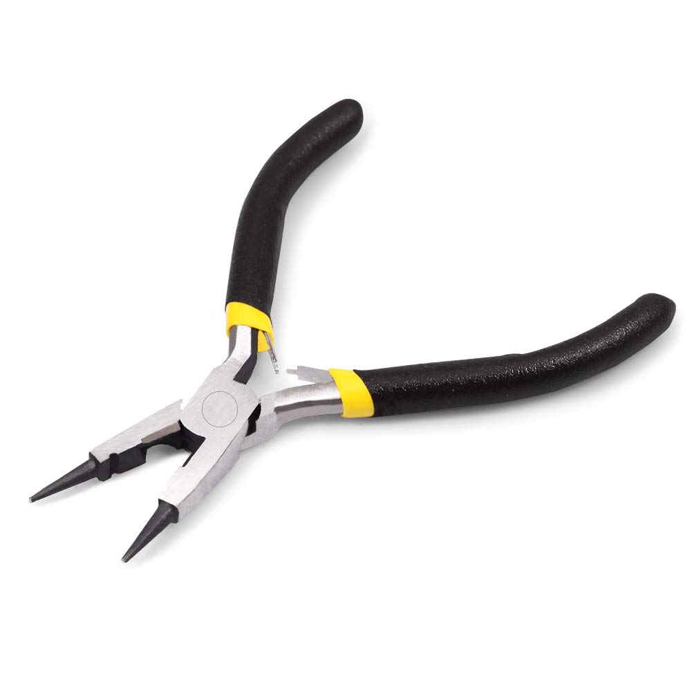 LEONTOOL Mini Round Nose Pliers with Cutters - 5 Inch Wire Looping Pliers for Jewelry Making, Beading, Multi-functional Precision Handcraft DIY Hand Tool