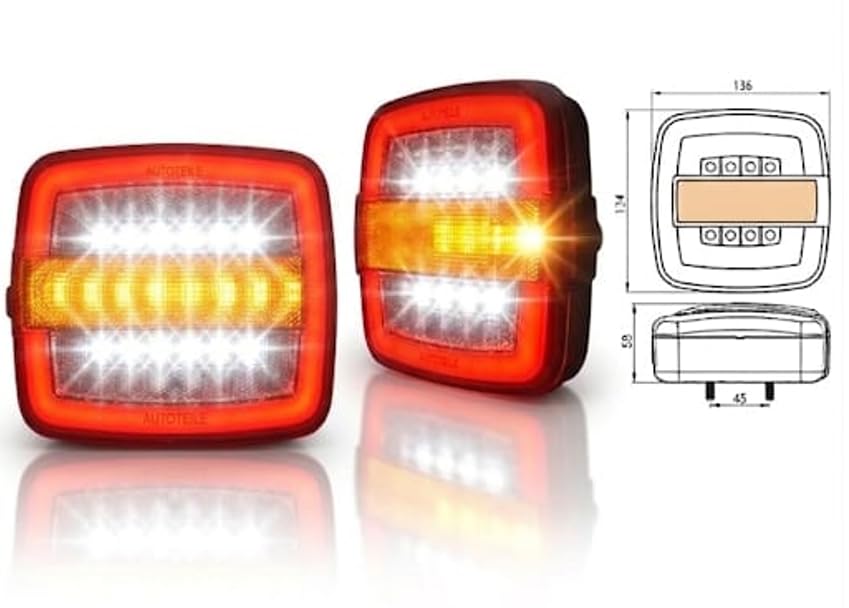 Kare Neon Stop Lambası 4 Fonksiyonlu 12-24 V 2 Adet