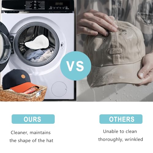 Hat Washer Cage, Multi-Functional Cap Care Bag: Say Goodbye to Flat Brims, Travel-Friendly, Ball Cap Washer Frame for Flat & Curved Hats.2-Pack White