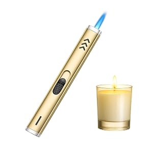 Torch Butane Lighters Adjustable Jet Flame Wind Resistant Butane Refillable Gas Long Lighter with Metallic Finish for Camping